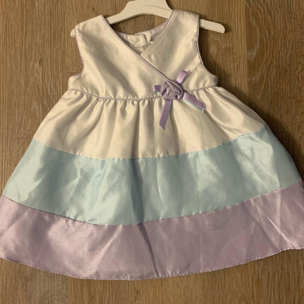 Youngland Girl's Size 18 Months White,Blue' Purple Special Occasion Dress